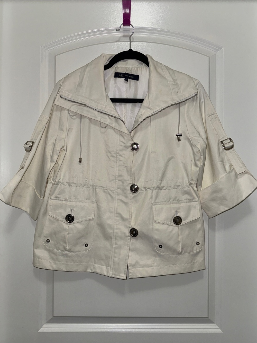 Anne Klein Off-white/Cream Short Utility Jacket